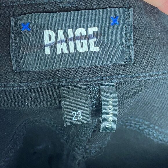 NEW Paige Black Coated Button Front High Rise Jeans Size 23 Hoxton Ultra Skinny - Picture 7 of 14